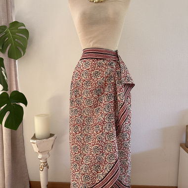 Long Printed Wrap Skirt