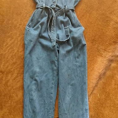 Denim Jumpsuit with Belt