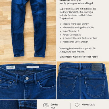 Jeans Levi's 710 Super Skinny W26