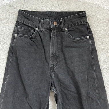 H&M Jeans Wide Leg Dunkelgrau