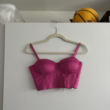 Top corsetto corto rosa