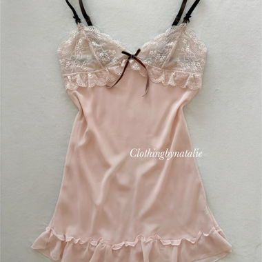 Robe nuisette en mousseline rose poudré Hunt Taille S