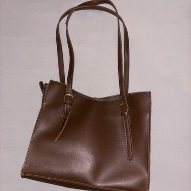 Brown faux leather handbag approx. 25cm x 30cm