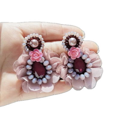 Handmade earrings, pink