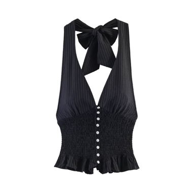 Gingham-Halter-Top mit Smocknaht