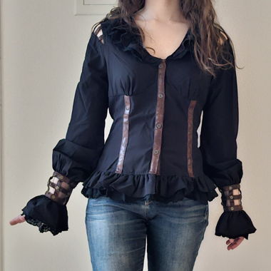 RQ-BL Steampunk Bluse schwarz S
