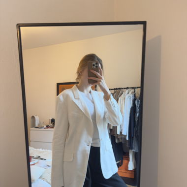Veste de costume en lin blanche Zara