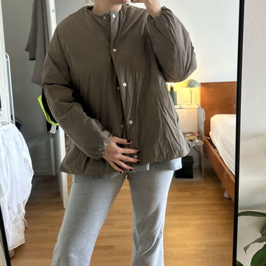 Pufferjacke, beige / braun, M