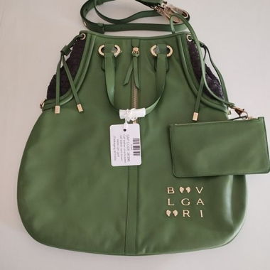 Green Bulgari leather bag for women, new