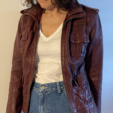 Maroon Leather jacket 