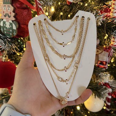 Set of 6 gold-coloured costume necklaces