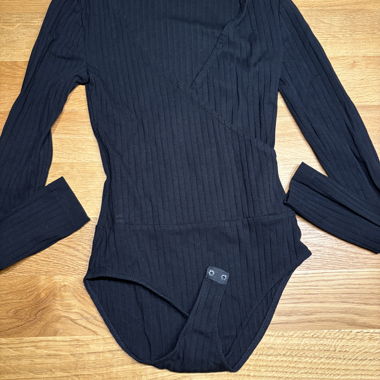 Black Ribbed Bodysuit