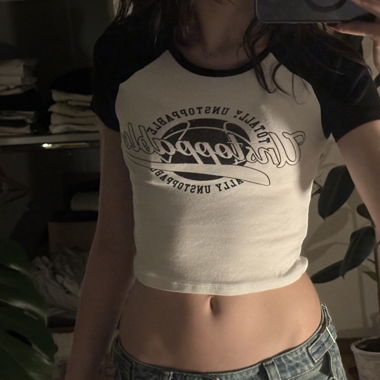 crop top schwarz weiss