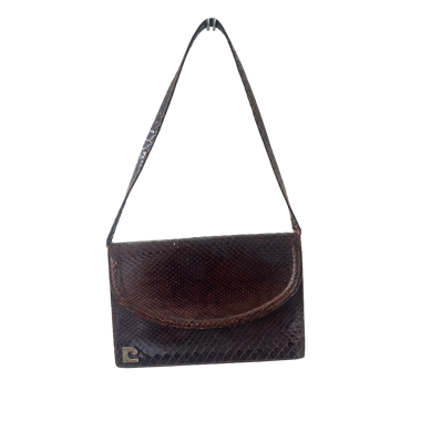 Vintage sac à main marron en cuir de serpent