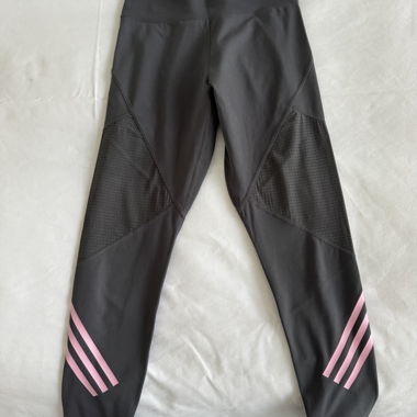 Adidas grey leggings with pink details