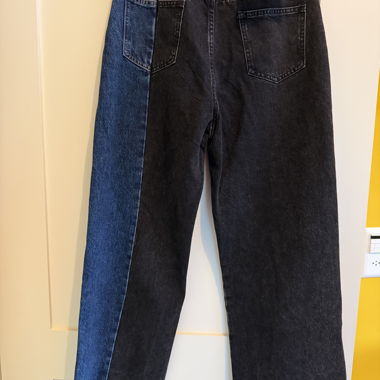 Jean bicolore taille haute