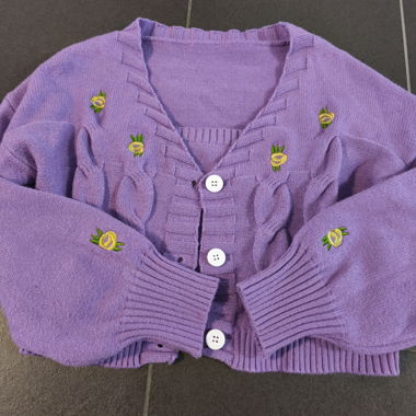 Süsses Bandeau Top & Strickjacke Set mit Blumen