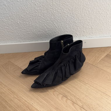 JW Anderson Ruffle Ankle Boots Suede