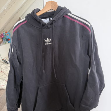 Black Adidas Hoodie with Stripes