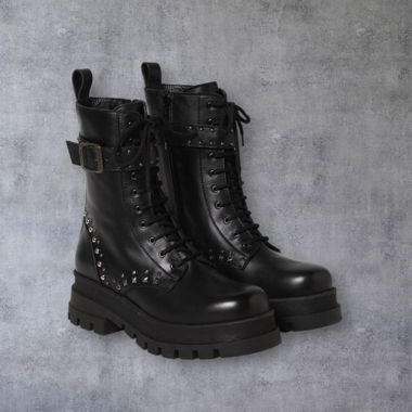 Bottes cloutées en cuir noir, taille 39 EUR
