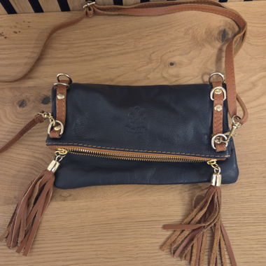 Borsa a tracolla in pelle blu