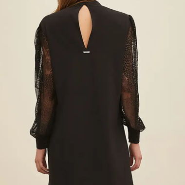 Lebôh – Schwarzes Kleid mit Transparenz