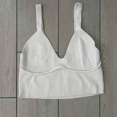 White Ribbed Bralette Top