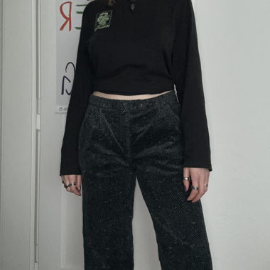 Pantalon en velours côtelé vert foncé 