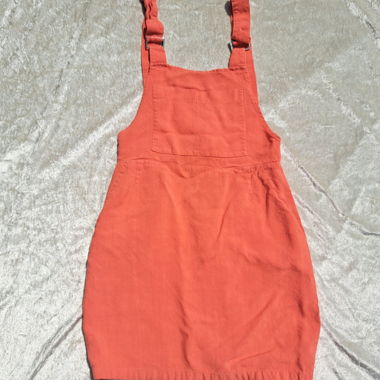 Salopette orange en lin/coton