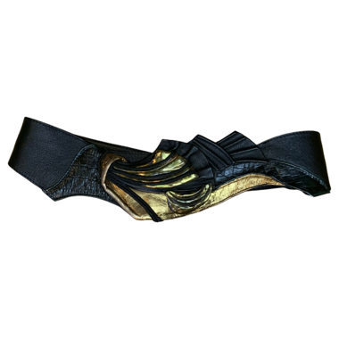 vintage gold detailed leather waist belt