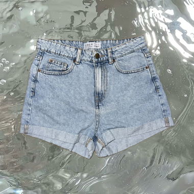 Mid Rise Denim Shorts