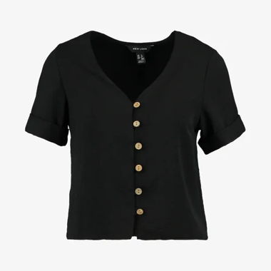 Top nero con bottoni