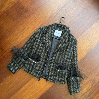 Ainea Short Jacket with Feathers and Studs Size 42