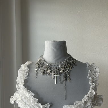 Collier croix superposée fait main
