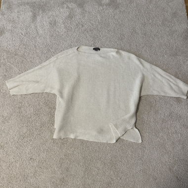 Beiger Oversize-Strickpullover mit 3/4-Ärmeln