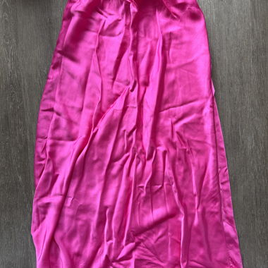 Jupe Midi en Satin Rose Fuchsia - Natacha Paris