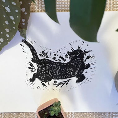 Stampa Lino con Gatto