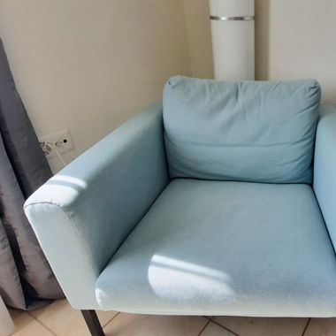 Gemütlicher Sessel, hellblau, guter Zustand