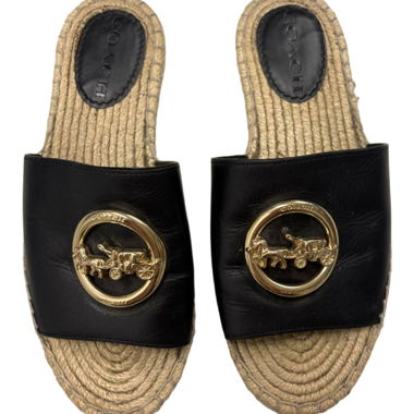 Sandales en cuir Coach, pantoufles, 36.5 noir