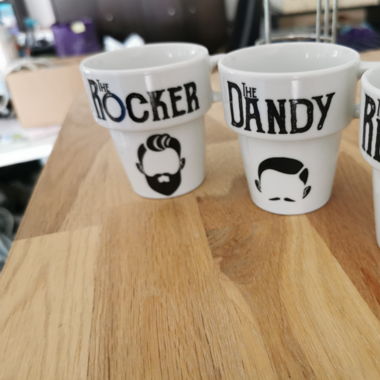 Set de 3 tasses à café - style rétro