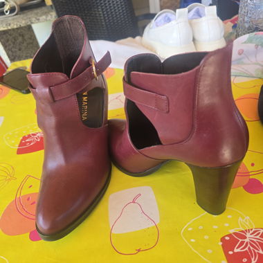 Burgundy Heeled Ankle Boots