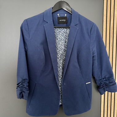 Orsay navy ruched sleeve blazer