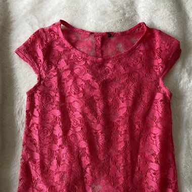 Top dentelle rose 34