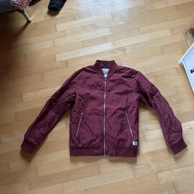 Burgundy bomber jacket