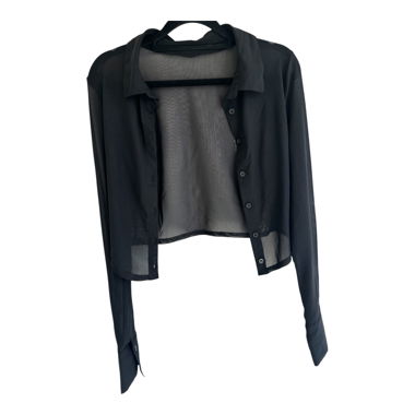 Blusa trasparente nera corta con bottoni