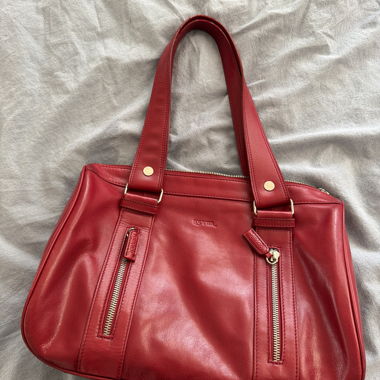 Sac cabas en cuir rouge Louvier