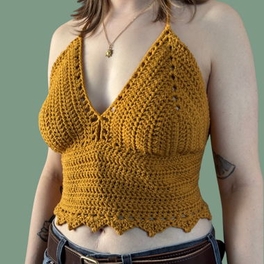 Gehäkeltes Neckholder-Top, rückenfrei, Grösse M