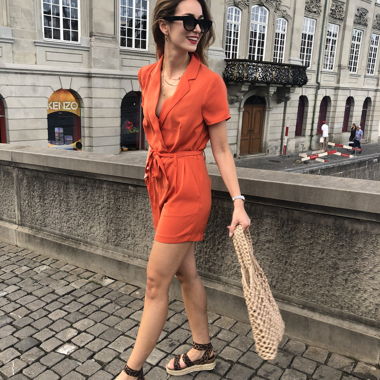 Oranger Kurzoverall - S