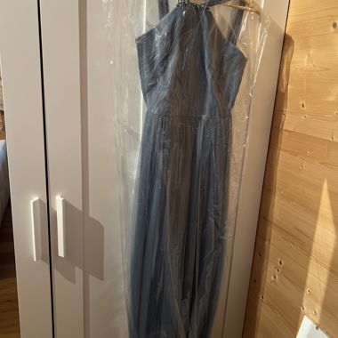 Robe de soirée bleu gris