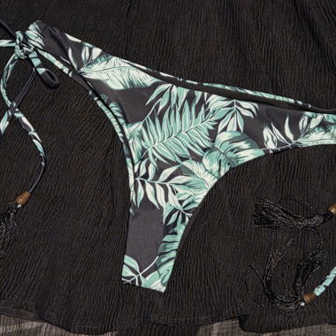 Slip da bikini con motivo foglia